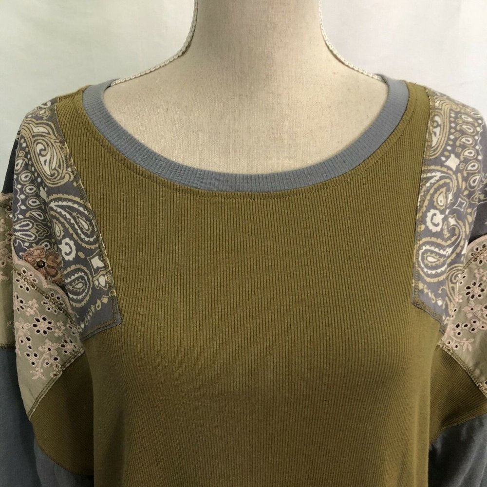 Free People Feelin It Top Relaxed Army Green XS - Picture 3 of 7